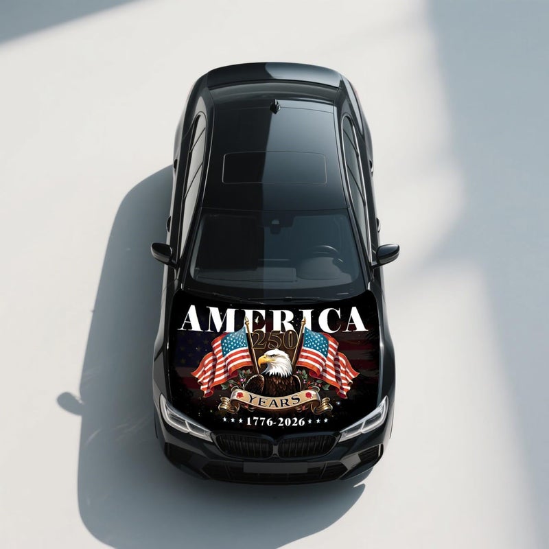 Tobethay American Car Hood Cover - 59x51 250 Years American Car Hood Cover Flag Bonnet Banner with 2 Adjustable Triangular Fasteners, Universal Fit for Trucks, SUV, 1776-2026, 250th Anniversary Flag - Image 4